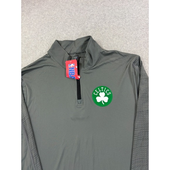 NWT Boston Celtics NBA Screened Logo 1/4 Zip Pullover (Men's‎ Large) Gray - Picture 2 of 12